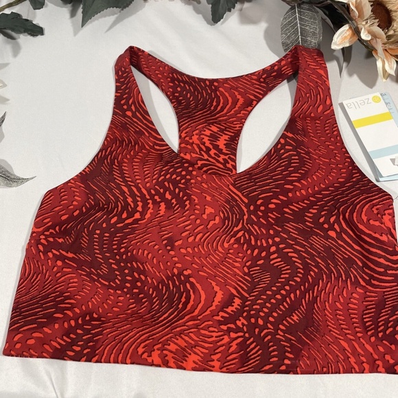 NWT Zella [ Medium ] Studio Lite Longline Sports Bra in Red‎ Samba Gracie - Picture 5 of 12